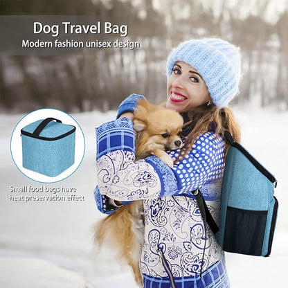 BAGLHER丨Dog Travel Bag, Airline Approved Pet Supplies Backpack, Dog Travel Backpack with 2 Silicone Collapsible Bowls and 2 Food Baskets