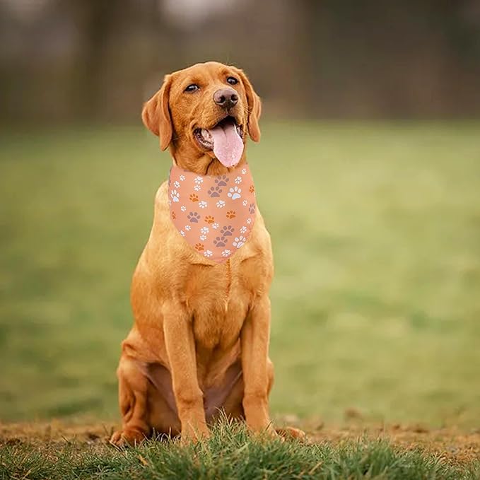 10PCS Dog Bandanas Small Medium with Paw Print Red Blue Yellow Pink Purple White Black Green Scarves for Boys and Girls Grooming Accessories Costume