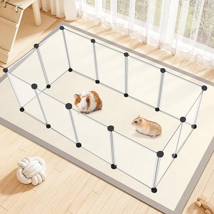 12 Panels Transparent Small Animals Playpen,48" x 24" x 16" Portable Pet Playpen,Plastic Enclosure,Puppy Play Pen for Indoors Outdoor Pet Fence for Guinea Pigs,Bunny,Ferrets,Hamsters,Hedgehogs