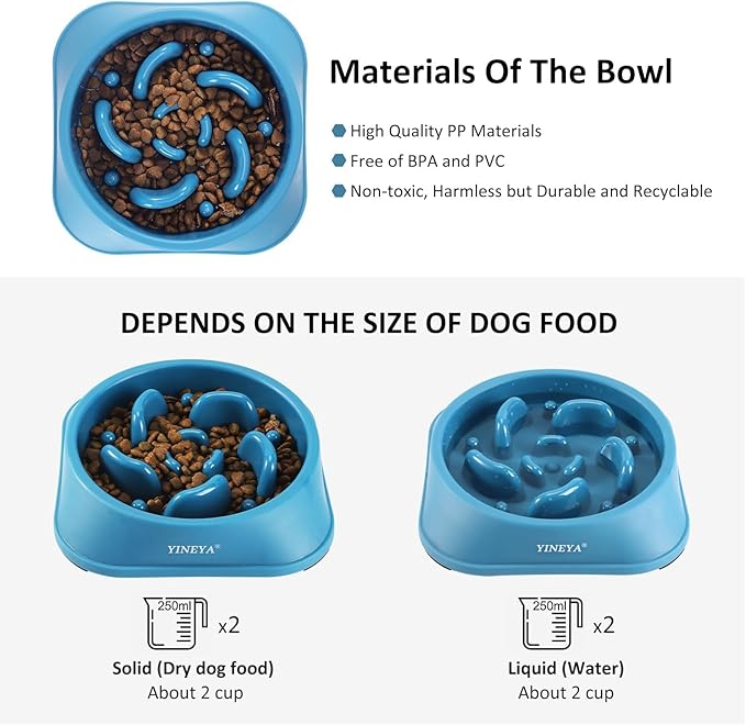 Slow Feeder Dog Bowls Large Breed, Dog Slow Feeder Bowl, Dog Food Bowls Slow Feeder, Dog Bowl Slow Feeder, Dog Bowl That Slow Down Eating(DarkBlue)