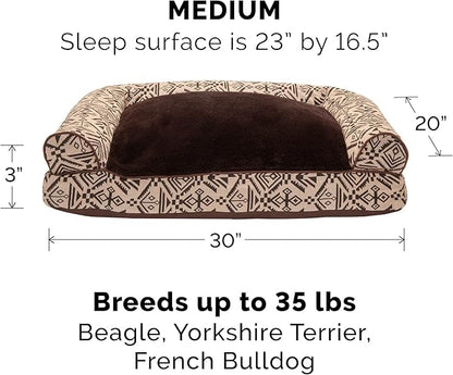 Furhaven Pillow Dog Bed for Medium/Small Dogs w/ Removable Bolsters & Washable Cover