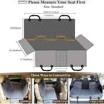 VIVAGLORY Dog Car Hammock with Extra Strap & Buckles for Mesh Visual Window 4 Layers