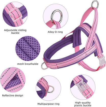 Pink XS Dog Harness No Pull Dog Harness for Small Dogs Puppy Harness with Breathable Mesh Padded Adjustable Reflective Lightweight Escape Proof Dog Harness Small Sized Dog Easy Walk (Pink, XS)