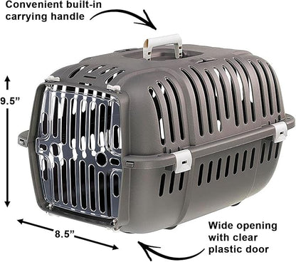 Ferplast Jet Pet Carrier: Value Dog Carrier Suitable for Toy Dog Breeds & Small Cats, Assembled Dimensions are 18.51L x 12.6W x 11.42H inches, Gray