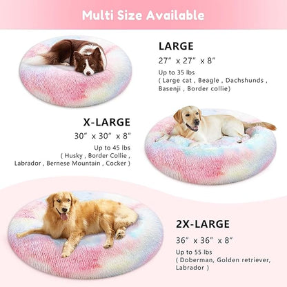 WESTERN HOME WH Calming Dog & Cat Bed, Anti-Anxiety Donut Cuddler Warming Cozy Soft Round Bed, Fluffy Faux Fur Plush Cushion Bed for Small Medium Dogs and Cats