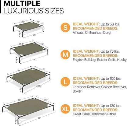 MoNiBloom Elevated Dog Bed Cooling Raised Ped Bed Portable Dog Cot for Camping or Beach 42 Inches