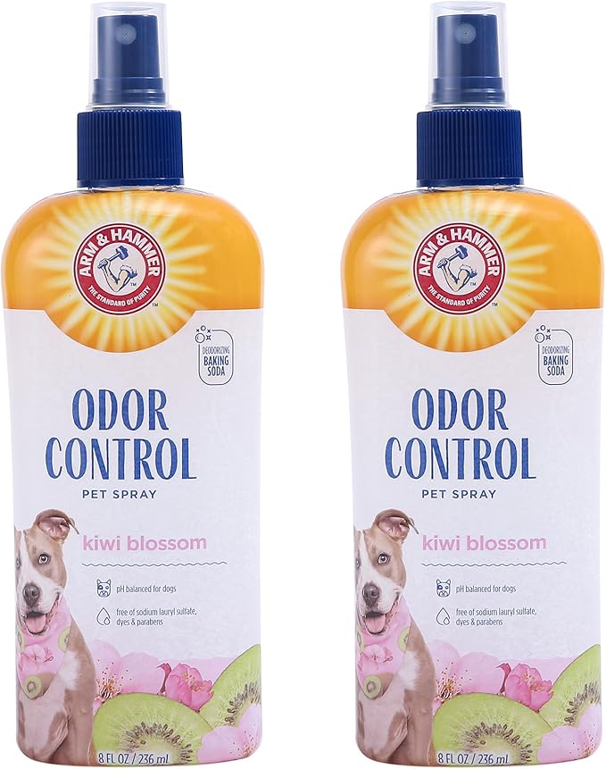 Arm&Hammer For Pets Super Deodorizing Spray for Dogs, Best Odor Eliminating Spray for All Dogs&Puppies|Arm & Hammer Baking Soda Formula with Kiwi Blossom Scent,8 Fl Oz (Pack of 2) Packaging may vary