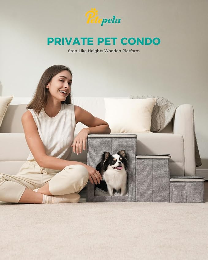 PETEPELA Cat Dog Stairs for Bed 120 lbs] 3-Step to