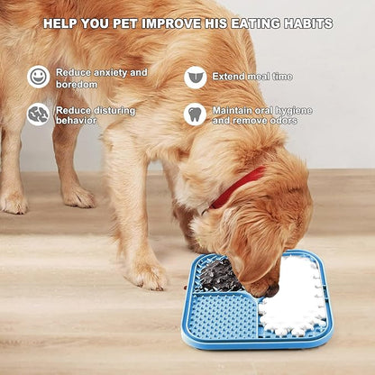 Licking Mat for Dogs & Cats 2 Pack, Slow Feeder Lick Pat for Large Dogs and Puppies, Anxiety Relief Dog Toys Feeding Mat for Butter Yogurt Peanut, Pets Bathing Grooming Training Mat (9.9'' × 6'')