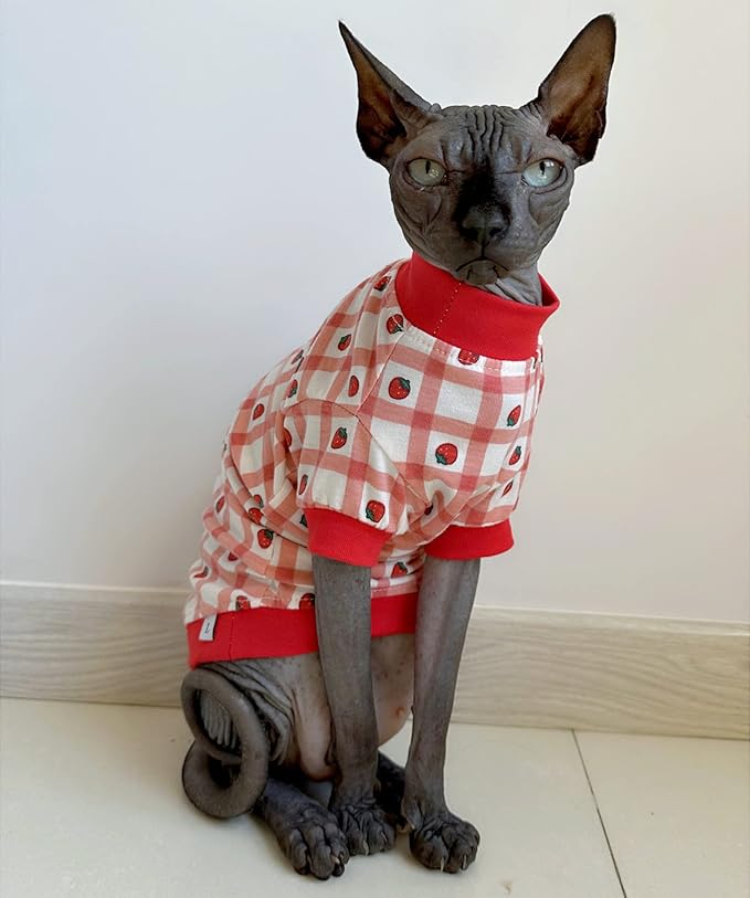 Sphynx Hairless Cat Cute Summer Cotton T-Shirts Pet Clothes 1))