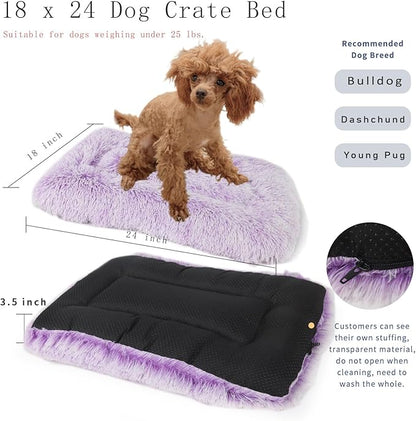 24 Inch Dog Crate Bed for Small Dogs Washable Orthopedic Flat for Inside Crate Cages Kennel House Sofa Plush Comfy Sleeping