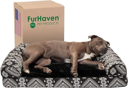 Furhaven Orthopedic Dog Bed for Large/Medium Dogs w/ Removable Bolsters & Washable Cover 55 lbs