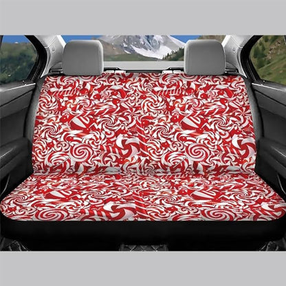 Red Candy Cane Car Rear Seat Covers