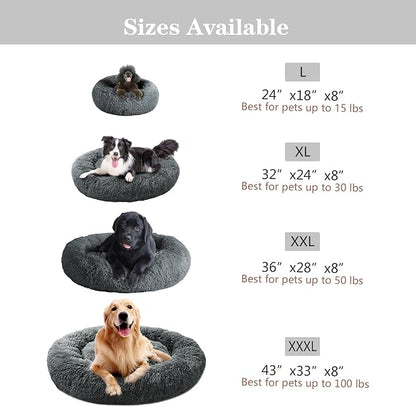MFOX Calming Dog Bed (L/XL/XXL/XXXL) for Medium and 25/35/55/100lbs