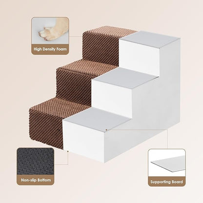 EHEYCIGA Dog Stairs for Small Dogs 13.5" H 3-Step Dog