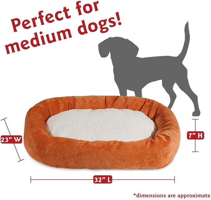 32 inch Orange Villa Collection Sherpa Bagel Dog Bed