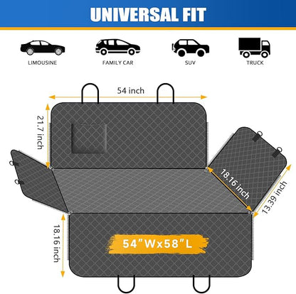 Dog Car Seat Cover for Back Seat Dog Seat Cover with Storage Pocket Dog Hammock Protects Against Dirt Dog Seat Covers for Cars Scratch Prevention Fits for SUVs and Trucks 54"x 58"