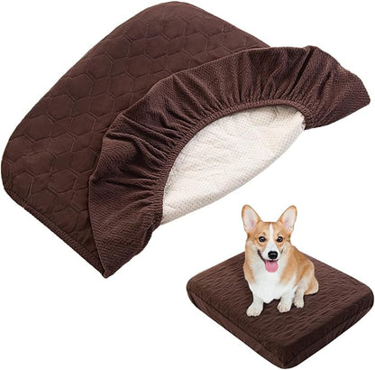 nanbowang Waterproof Dog Bed Covers Replacement Washable Pet Hair Easy to Remove, Dog Pillow Cover Quilted, Pet Bed Cover Lovely Puppy Bed Cover for Dog/Cat 29x41 Brown