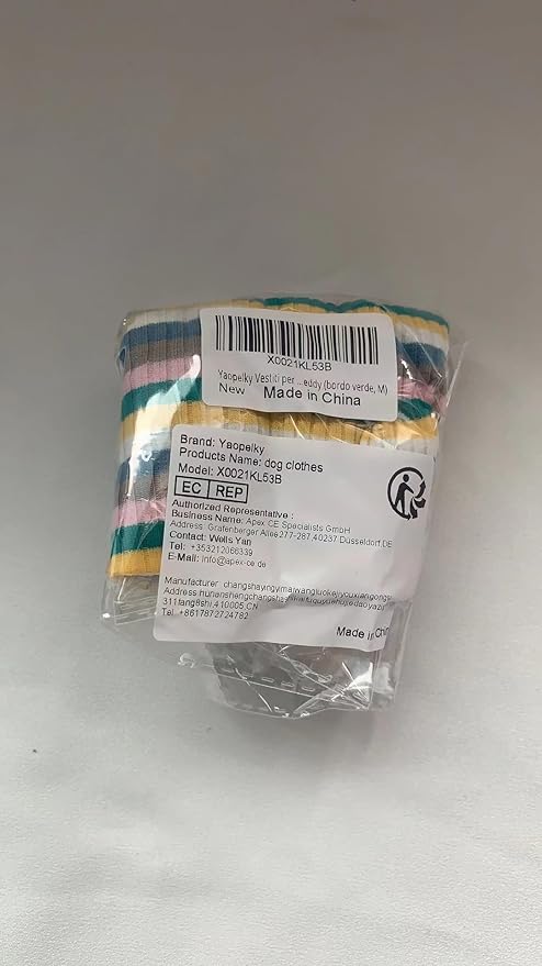 Small Medium Dog Clothes Rainbow Striped Dog Shirts Stretchable Long Sleeve Cat T-Shirt Pet Outfits for Chihuahua Yorkie Teddy (Green Edge