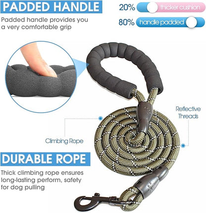 BAAPET 2/4/5/6 FT Dog Leash with Comfortable Padded Handle and Highly Reflective Threads for Small Medium and Large Dogs (5FT-1/2''