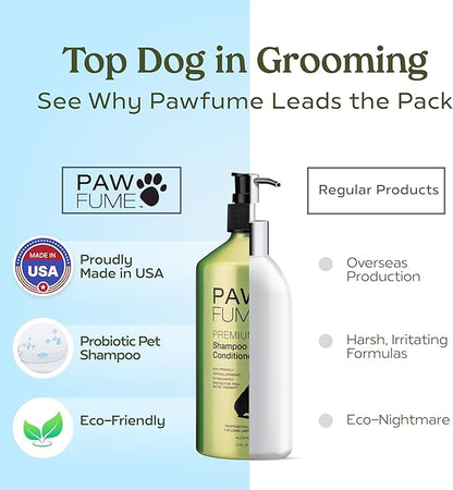 Pawfume Dog Shampoo and Conditioner – Hypoallergenic Dog Shampoo for Smelly Dogs – Best Dog Shampoos & Conditioners – Probiotic Shampoo for Dogs – Best Dog Shampoo for Puppies (Blue Ribbon, 4-Pack)