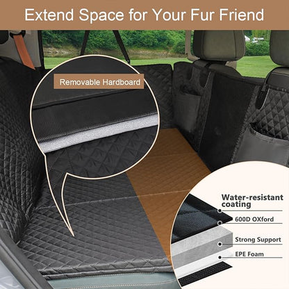 Prodigen Dog Car Seat Cover for Back Seat with Detachable Hard Bottom (51" x 24")