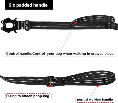 ICEFANG Tactical Dog Leash K9 Training 2 Control (6ft,Reflective Black)