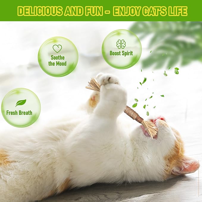 3 Pack Silvervine Cat Toy, Silvervine Sticks Cat Toys for Indoor Cats, Cat & Kitten Chew Toys for Aggressive Chewers, Cat Dental Toy for Kitten Teeth Cleaning, Matatabi Silvervine for Cats