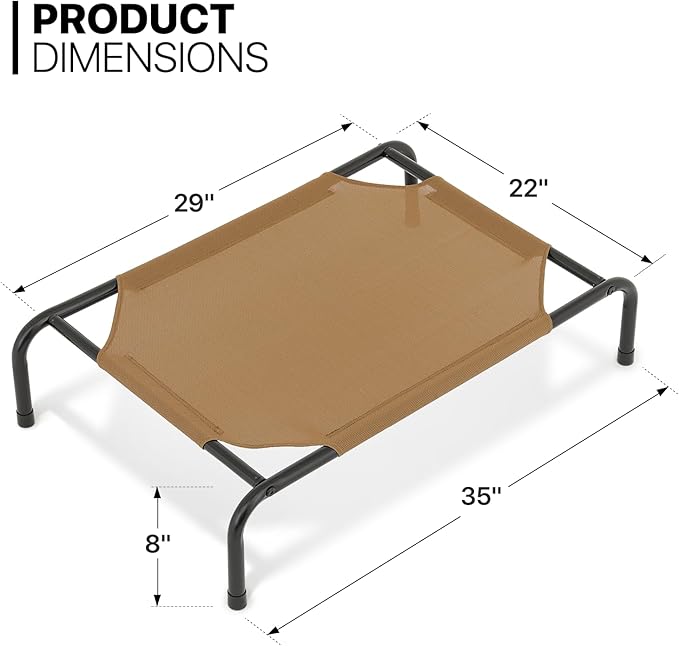 MoNiBloom Elevated Dog Bed Cooling Raised Ped Bed Portable Dog Cot for Camping or Beach 35 Inches