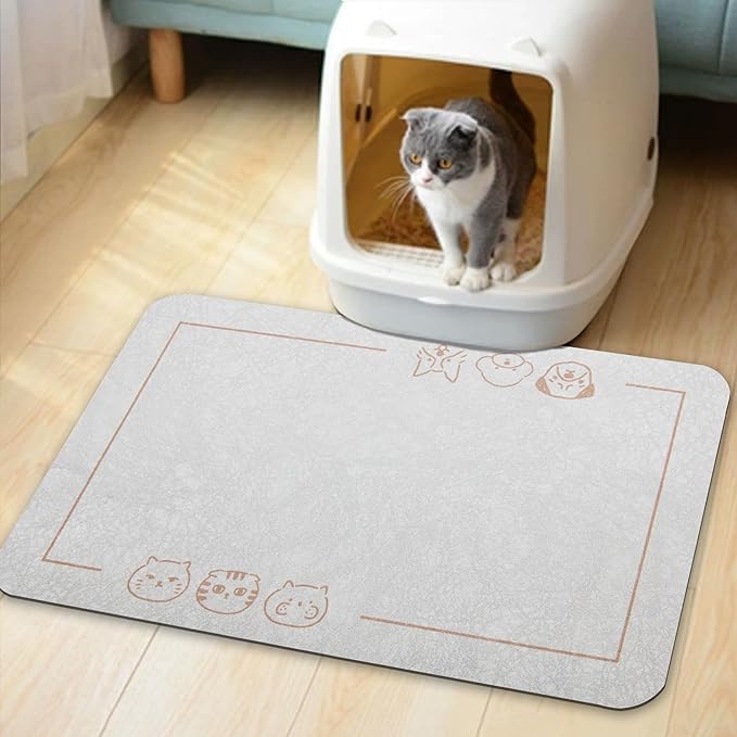 YCT Cat Pet Food Mat, Cat Feeding Mat, Non-Slip Bottom Absorbent Pet Mat, Quick Dry Dog Cat & Dog Food Mat, Pet Supplies Mat, 11.8"x18.1" Beige