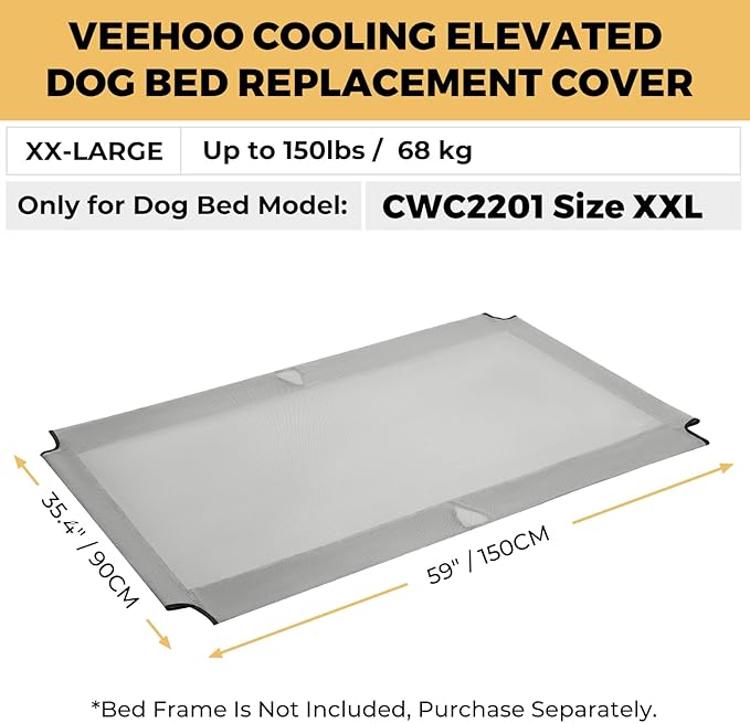 Veehoo Dog Bed Replacement Cover for CWC2201, Size XXL, Grey