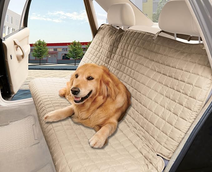 Elegant Comfort Quilted Design%100 Waterproof Premium Quality Bench Car Seat Protector Cover (Entire Rear Seat) for Pets