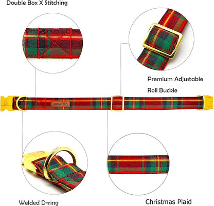 Lionheart glory Christmas Plaid Dog Collar