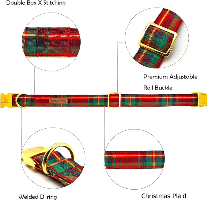 Lionheart glory Christmas Plaid Dog Collar