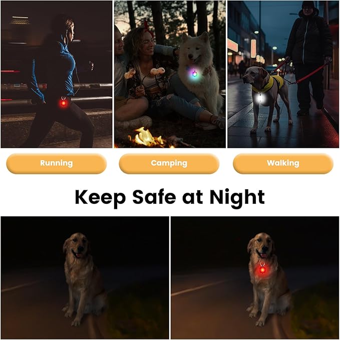 Dog Collar Light 2 Packs 4 Modes IP68 Waterproof
