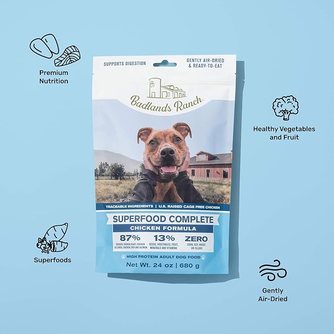 by Katherine Heigl- Superfood Complete, Air-Dried Adult Dog Food - High Protein, Zero Fillers, Superfood Nutrition (24 oz., Premium Chicken)