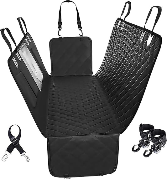 Dog Car Seat Covers for Back Seat Waterproof with Mesh Window Durable Scratchproof Nonslip Dog Car Hammock with Universal Size seat Protector Fits for Cars