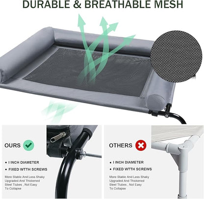 Large Elevated Dog Bed with Pillows and Ice Pack