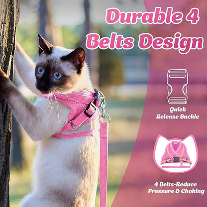 Supet Cat Harness and Leash Set for Walking and Small Dog Soft Mesh Harness Adjustable Vest with Reflective Strap Comfort Fit for Pet Kitten Puppy Rabbit