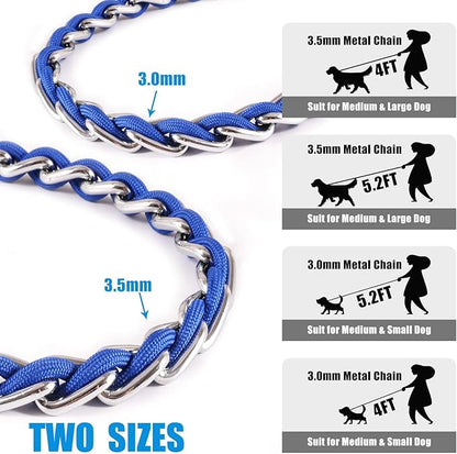 Chew Proof Metal Leash Chain Dog Leash for Medium Large Dogs 5.2FT Strong