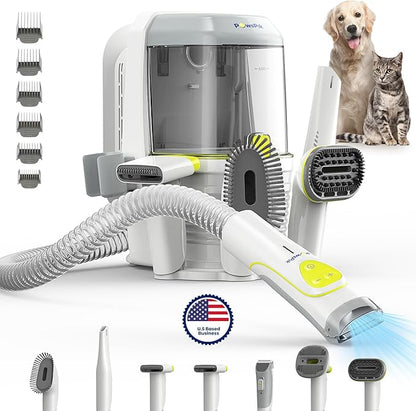 Professional Dog Grooming Vacuum Kit, Dogs & Cats, Direct Handheld Control, 7 Grooming Tools, Deshedding and Dematting for Grooming, Large 2.2L Dust Bin, UL, HEPA Filter