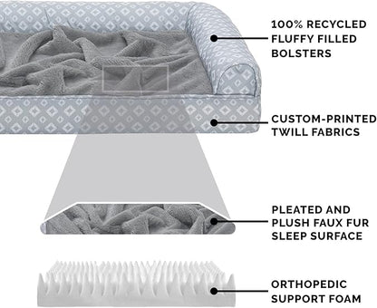 Furhaven Cozy Orthopedic Dog Bed for Large Dogs w/ Removable Bolsters & Washable Cover 95 lbs