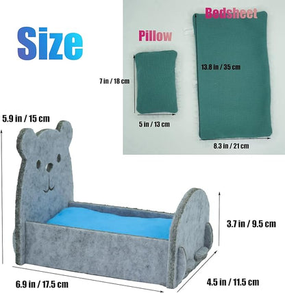 Felt Hamsters Bed, Small Animal Bed with Soft Mat, Small Pets Gift for Small Chinchilla Hamsters Hiding Sleeping(Grey)