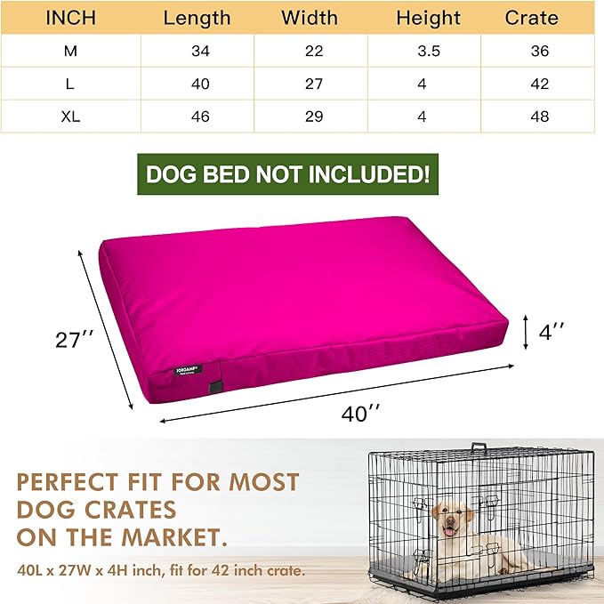 Dog Bed Cover Replacement Washable, Waterproof Large Pet Canvas Dog Crate Kennel Removable Covers with Zipper, 40x27x4 Inches(Pink)