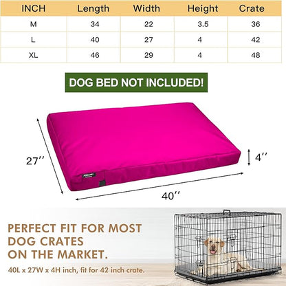 Dog Bed Cover Replacement Washable, Waterproof Large Pet Canvas Dog Crate Kennel Removable Covers with Zipper, 40x27x4 Inches(Pink)