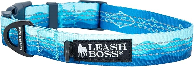 Leashboss Patterned Reflective Dog Collar 13.5"-19.5" Neck 1" Wide,