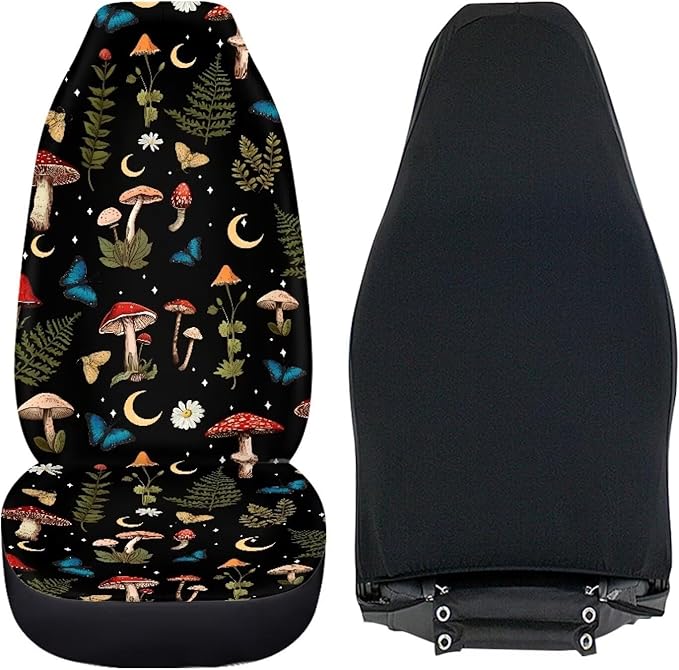 Mushroom Daisy Print Car Seat Covers Front Seats Only Set for Women Men