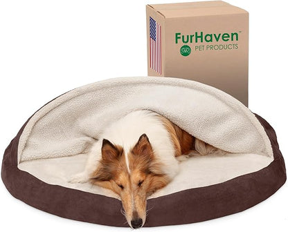 Furhaven 44" Round Orthopedic Dog Bed for Large Dogs w/ Removable Washable Cover 80 lbs 44-inch