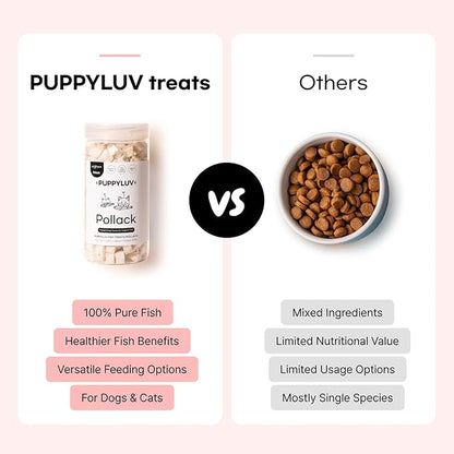 Puppyluv Pollack Fish Treats | Natural Freeze Dried Dog & Cat Treats | Training Treats for Dogs | Rich with Fish Oil for Dogs | All Breeds & Sizes