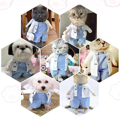 Dog Doctor Costume Outfit Doctor Coat Pet Cat Clothes Halloween Dog Costumes for Small Medium Puppy Kitten Party Cosplay Dress Up (X-Large), White